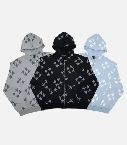 99 Based Star Print Zip Hoodie Grey 2.webp