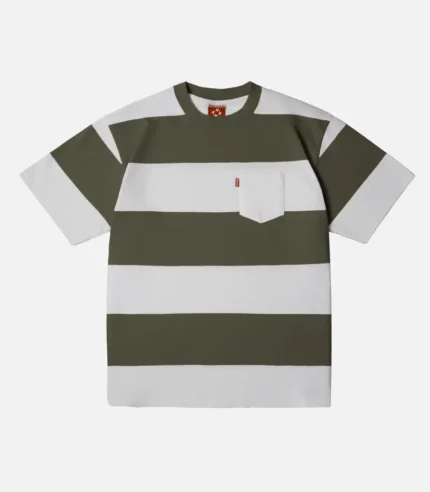 99BASED Striped T Shirt Olive Green 4.webp